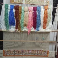 فرش نیمه کاره ابریشم زرنیم|فرش|مراغه, |دیوار
