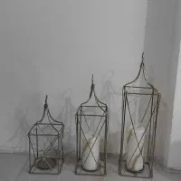 شمعدون استیل طلایی ۳عدد درسه سایز