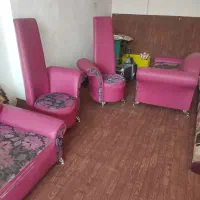 مبل چرم زرشکی  مبلمان چرم هفت نفره