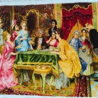 تابلو فرش دستباف طرح مهمانی فرانسوی