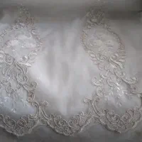 پارچه ی پرده ی خامه دوزی همراه با زیر پرده