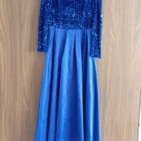 پیراهن بلند مجلسی مخمل پولکی  در حد نو