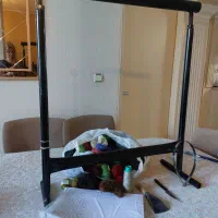 دار قالی همراه نخ طرح گل پنجره