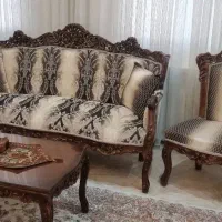 مبل استیل ۹ نفره به همراه ۲ میز چوب گردو