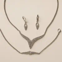 سرویس استیل نقره‌ای نگین‌دار با گارانتی