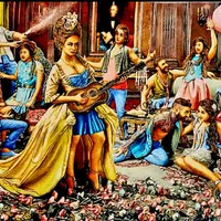 تابلو فرش میهمانی فرانسوی ۱۶۵ در ۱۱۵ مارکدار