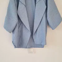 مانتو ژاکارد حصیری آبی فری سایز