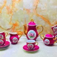 سرویس چایخوری لاجوردی ۱۷‌ پارچه اصل ژاپن