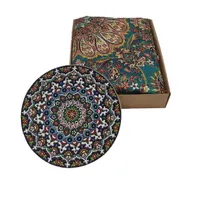 ست هدیه بشقاب میناکاری و رومیزی ترمه یزدی|پرده، رانر، رومیزی|یزد, |دیوار