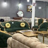 مبل استیل زمرد ۹ نفره با چوب گردو گیلان