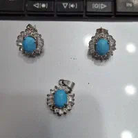 ست نقره گوشواره و گردنی فیروزه