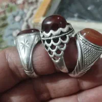 انگشتر نقره عقیق شجر یاقوت فیروزه|جواهرات|خمینیشهر, |دیوار