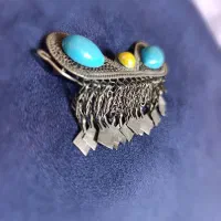 گردنبند فیروزه و مرجان نقره