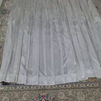 دو قواره پرده ساتن زیبا طرح ترنج رنگ سفید نباتی|پرده، رانر، رومیزی|ری, دیلمان|دیوار