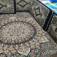 پشتی سورمه ای طرح قالی