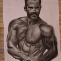 نقاشی سیاه قلم ،پرتره ورزشکار