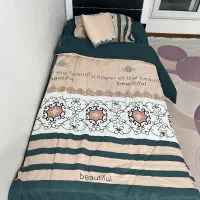 تخت یک نفره به همراه تشک و روتختی+میز کامپیوتر|تخت و سرویس خواب|ساری, |دیوار