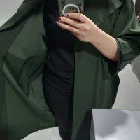 پالتو بارونی بلند آستین سرب پشت زیپ نما فری سایز|لباس|آستانه اشرفیه, |دیوار