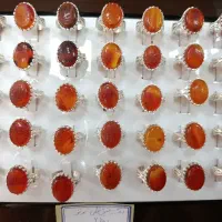 انگشتر برنز سنگ عقیق خطی