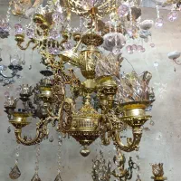 لوستر 6شعه دوبل طلیی|لوستر و چراغ آویز|مشهد, همت آباد|دیوار