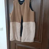 پافر خز دار  رنگ شتری و کرم