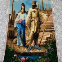 تابلو فرش دست باف طرح کوروش و ماندانا