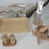 بانکه استند هاون نمک پاش سینی چوب روغن ریز بامبو|ظروف سرو و پذیرایی|شیراز, مسلم|دیوار