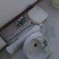 روشویی با شیر+دو عدد شیر دستشویی+فلاش تانک