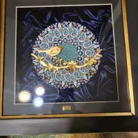 تابلو سفال تک گنجشک زرین هنر ایران کاملا نو