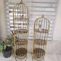 استند دکوراتیو شلف طبقاتی مینیمال مدل فلز و آیینه