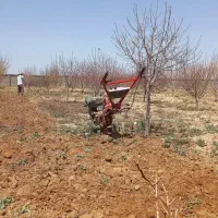 باغبان درخت کاری شخم با تیلر پاکنی پای درخت