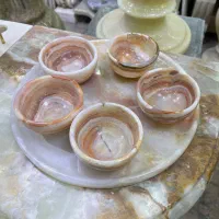 ست ماست خوری/ سینی/تمام سنگ مرمر/دست ساز