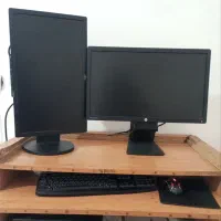 ست کامل کامپیوتر با دو مانیتور و روتر سیمکارتی