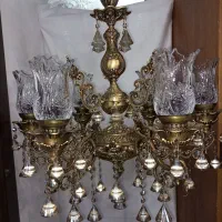 لوستر برنجی کار دست|لوستر و چراغ آویز|نیشابور, شهرک جانبازان|دیوار