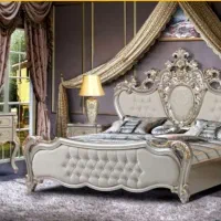 تخت خواب دونفره فانتزی. با طرح زیبا و مجلل