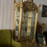بوفه ویترین چوب راش ورق طلا ایتالیایی