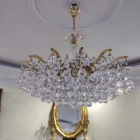 لوستر برنجی طلایی اصل کریستالی 16 شاخه 2 عدد|لوستر و چراغ آویز|تهران, پاسداران|دیوار