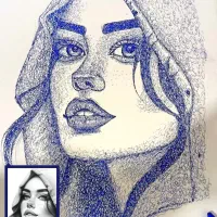 طراحی چهره(خودکار و سیاه قلم)