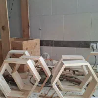 شلف دیواری و کافی بار چوبی|کتابخانه، شلف، قفسههای دیواری|محمدشهر, ولدآباد بزرگ|دیوار