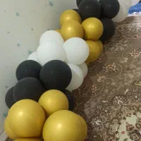 بادکنک آماده تم تولد مشکی و سفید طلایی