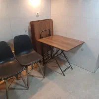 صندلی فایبرگلاس پایه چوبی