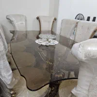 سرویس مبل استیل ورق طلا چوب راش