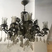 لوستر برنج ۵ شاخه ۱۰ شعله پر نور و سلطنتی