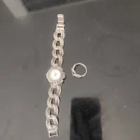 ست ساعت و انگشتر نقره خارجی