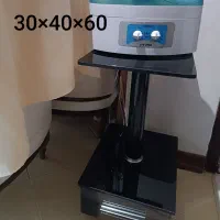 میز تلفن چوب و شیشه دودی قهوه ای