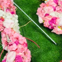 تاب با تزییات گل صورتی