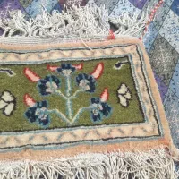 قالیچه دستبافت قدیمی|فرش|قم, نخودی|دیوار