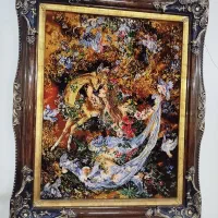 تابلو فرش تبریز دستبافت ابریشم طرح رازو نیاز