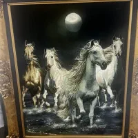 تابلو فرش دستباف چله ابریشم با قاب چوبی لاکچری