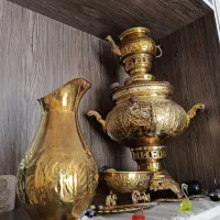 سماور برنج ذغالی باسرویس کامل